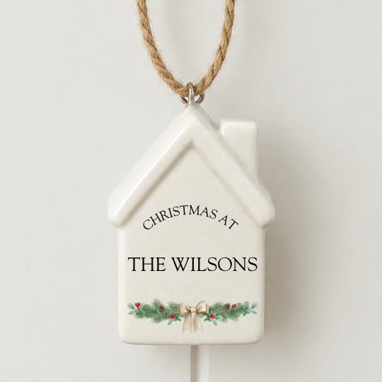 Personalised Ceramic House Family Christmas Bauble