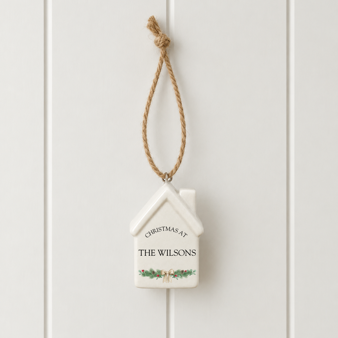 Personalised Ceramic House Family Christmas Bauble
