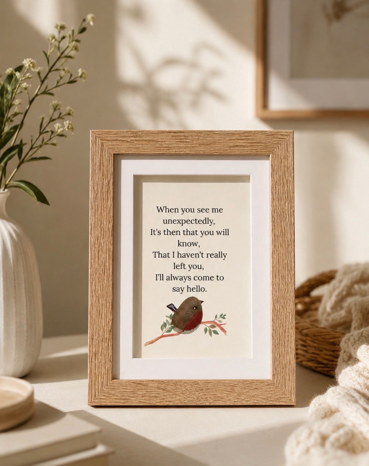 Robin Pebble Come To Say Hello Box Frame