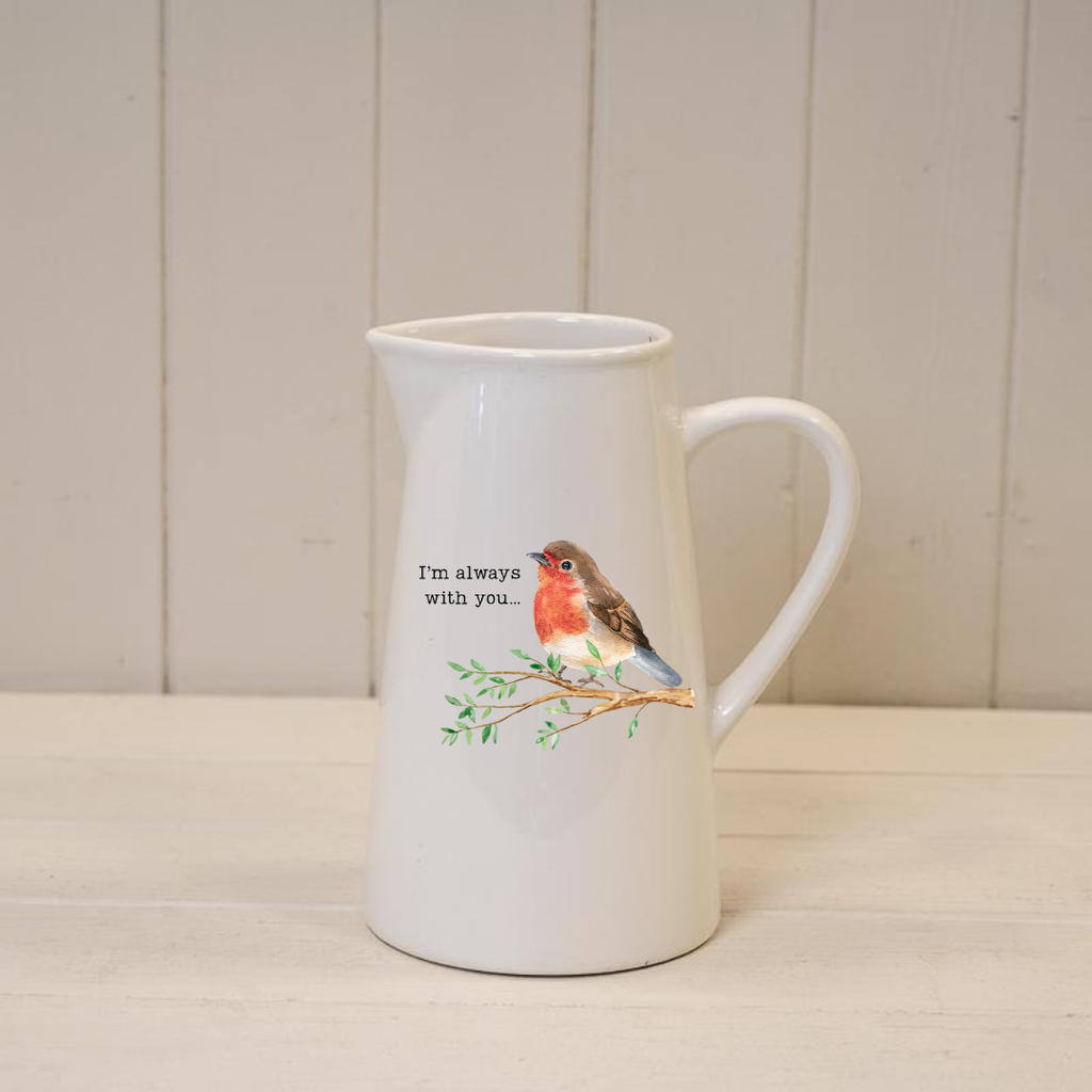 Robin ‘I’m with you’ Ceramic Farmhouse Jug Vase