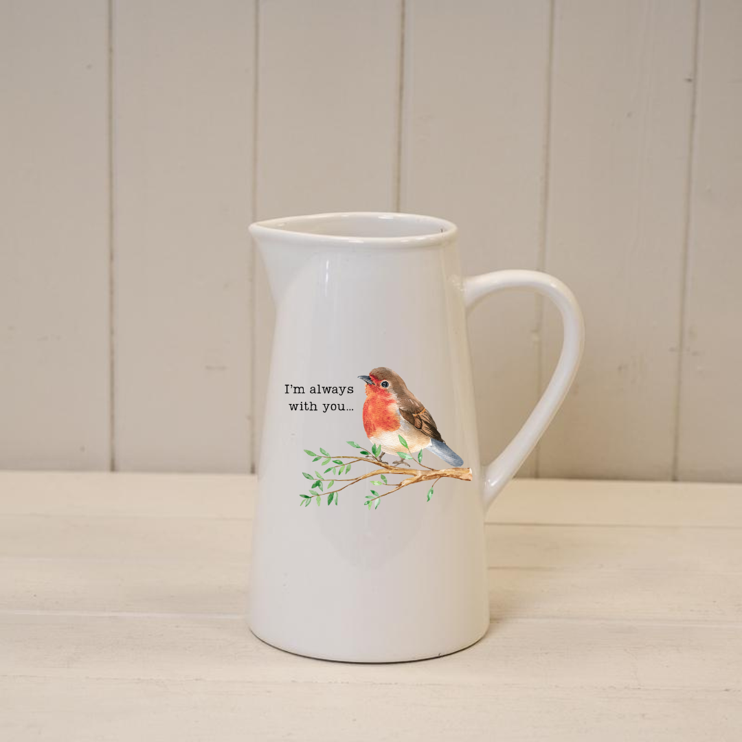 Robin ‘I’m with you’ Ceramic Farmhouse Jug Vase