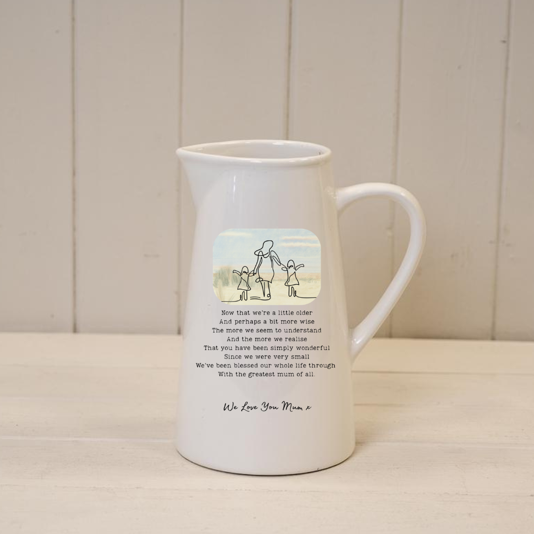 Personalised Ceramic Jug – Mother & Daughters Poem Vase
