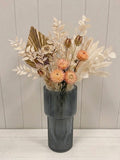 Blue Tall Glass Ribbed Vase