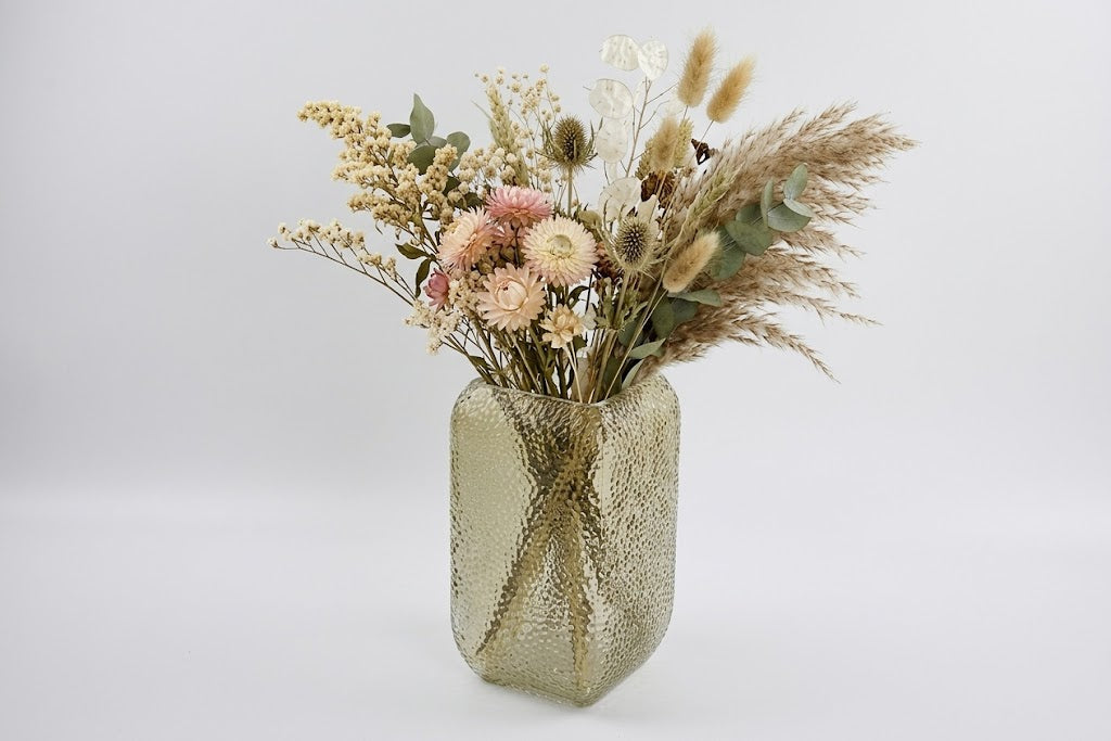 Light Brown Dimpled Square Vase