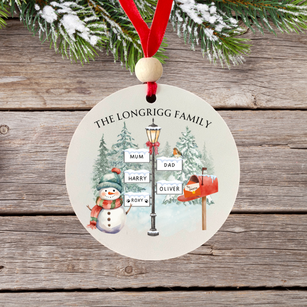 Personalised Family Christmas Lampost Design Bauble
