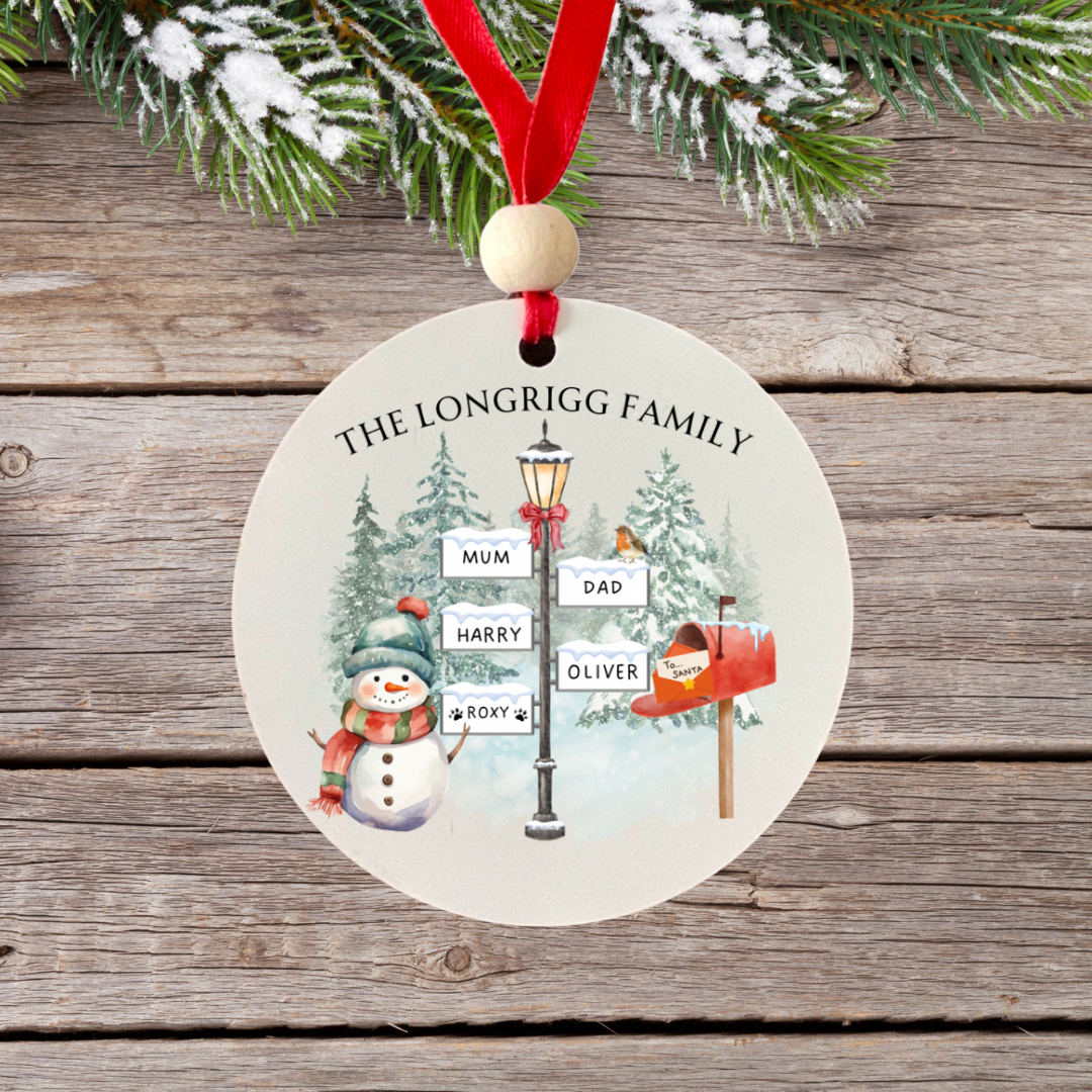 Personalised Family Christmas Lampost Design Bauble
