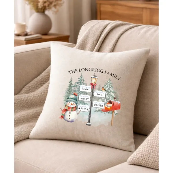 Personalised Christmas Family Cushion