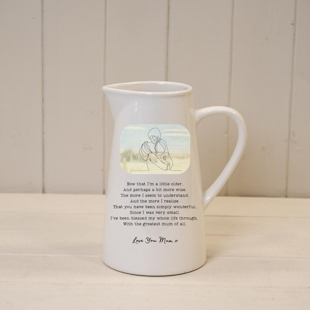 Personalised Ceramic Jug – Mother & Son Poem Vase