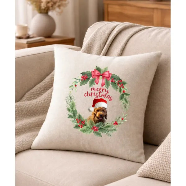 Personalised Pet Santa Hat Design Christmas Cushion