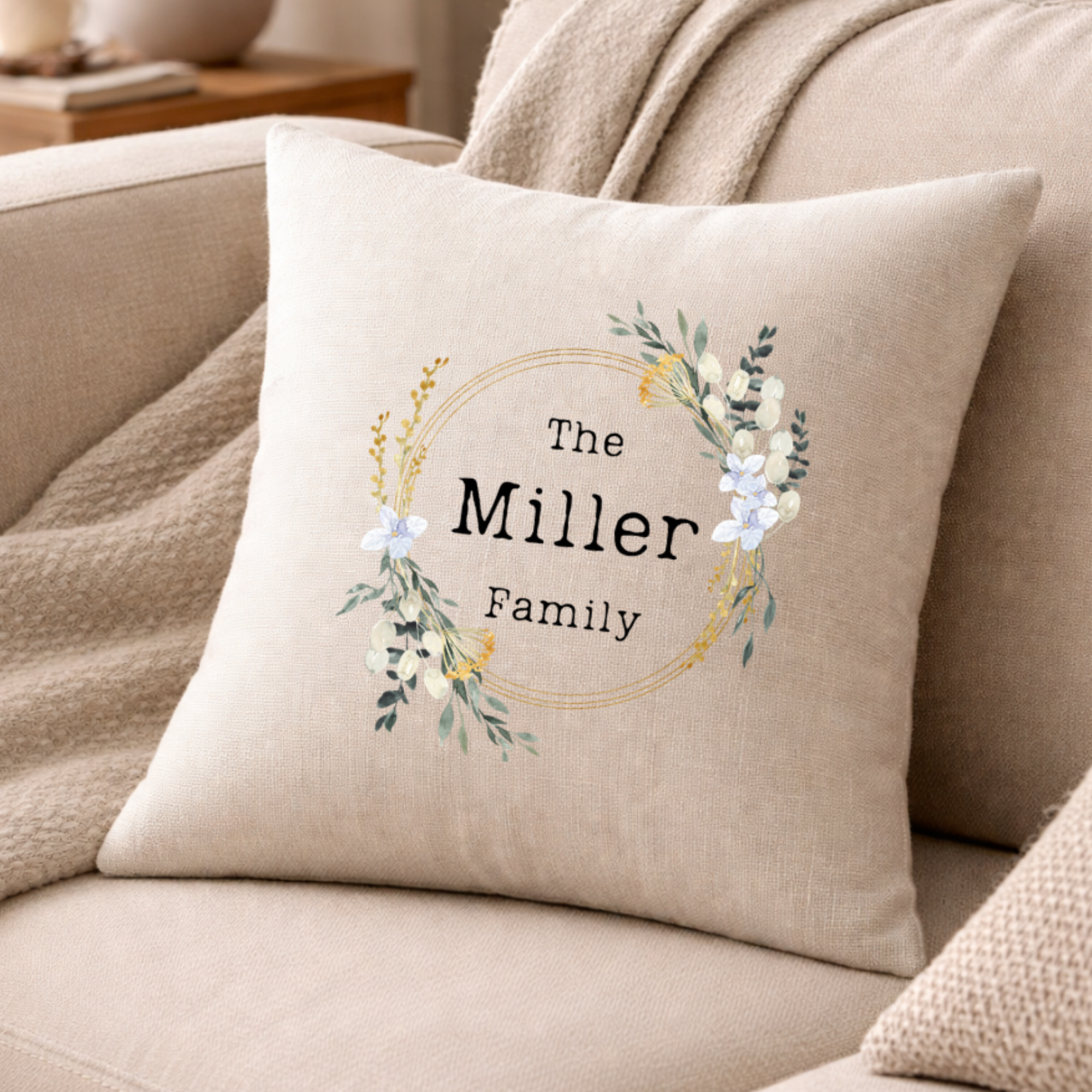Personalised Floral Family Cushion