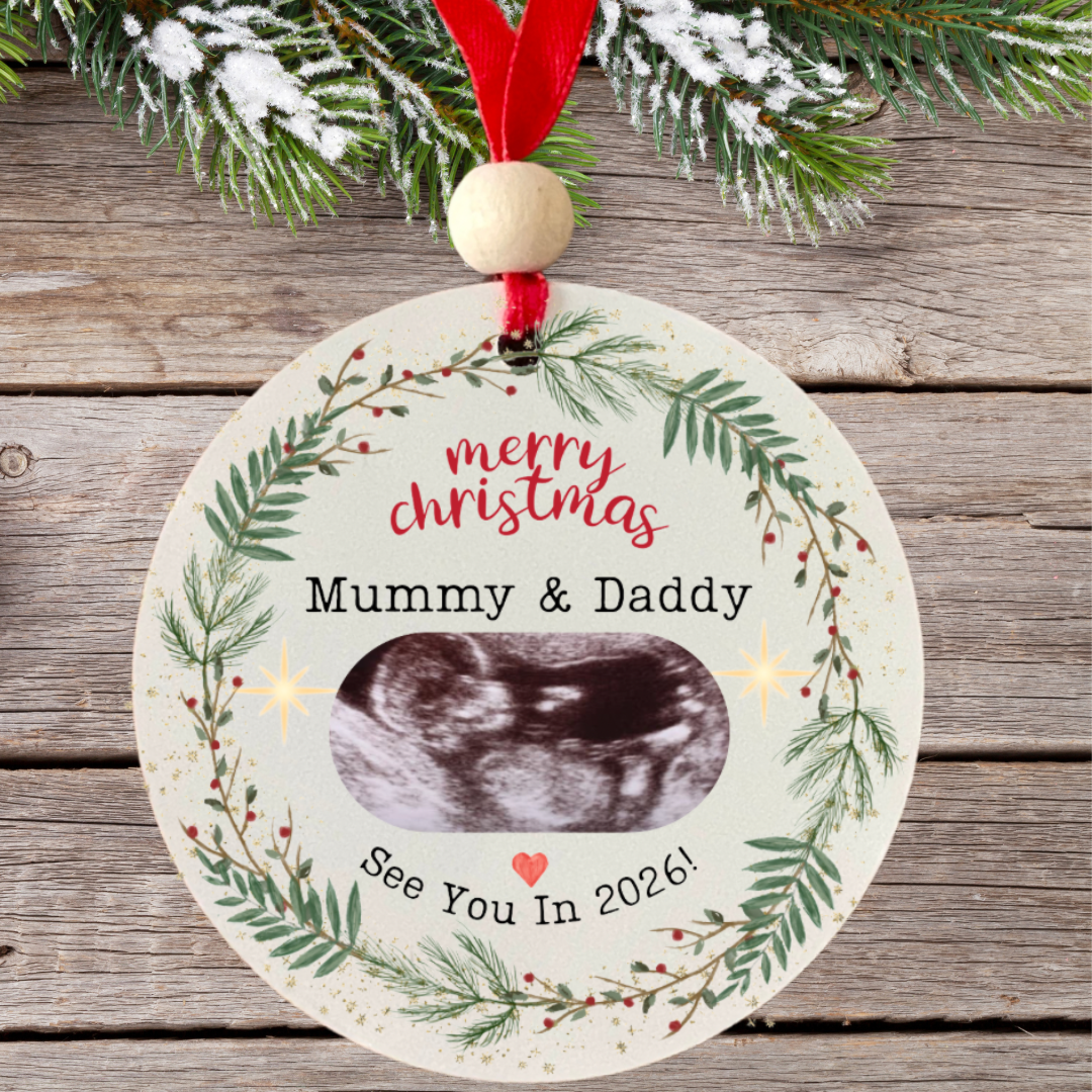 Personalised See You In 2027 Baby Scan Christmas Bauble