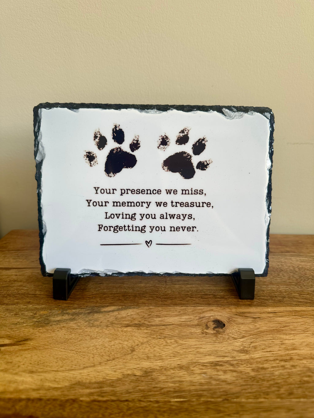 Ex-Display | Indoor/Outdoor - Rock Slate - Paw Print In Memory Of Design (approx 15x20)