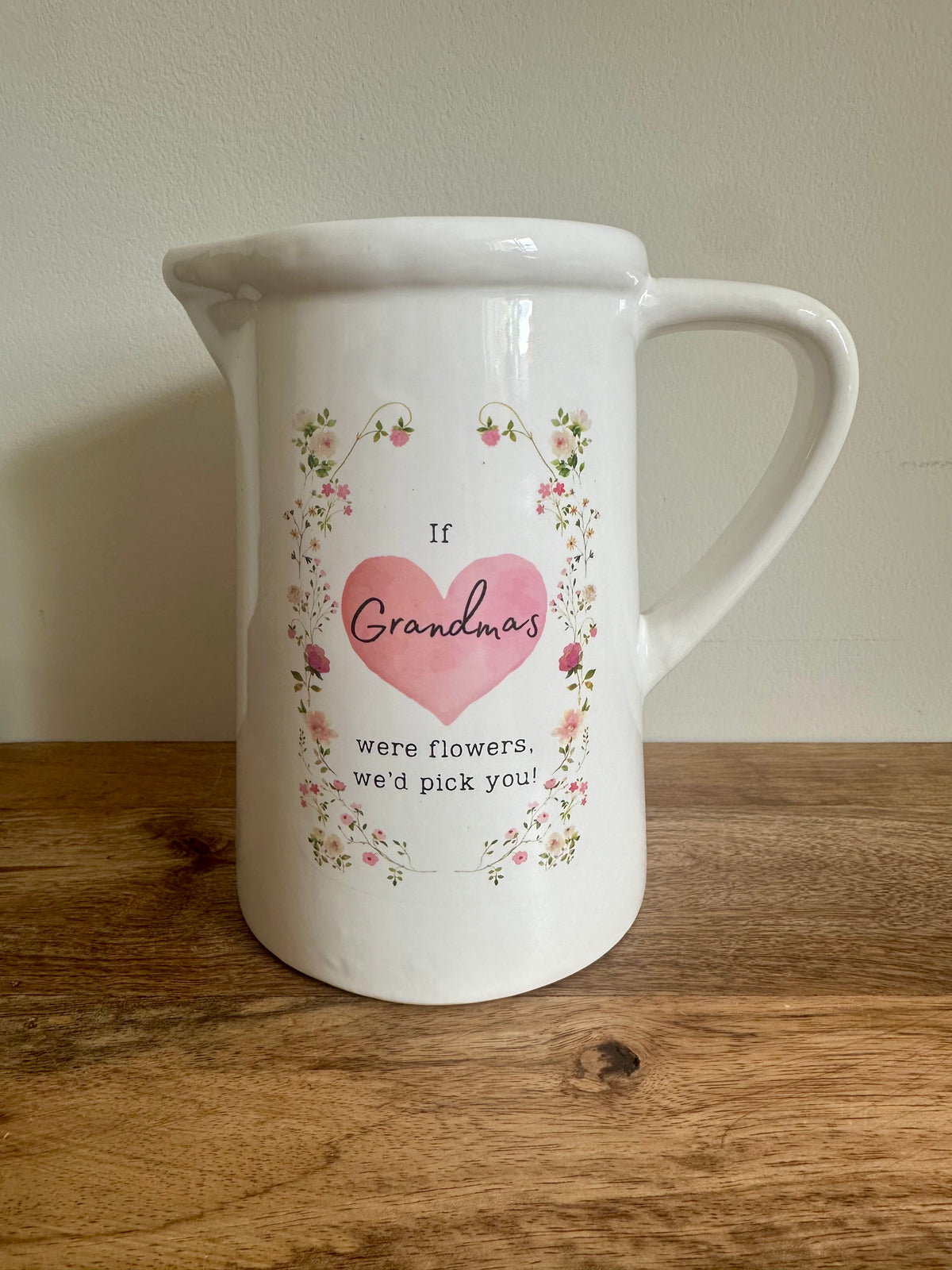 Ex-Display | Rustic Farmhouse Jug Vase - Grandma Design | Large
