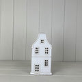 White Ceramic House Ornament with LED