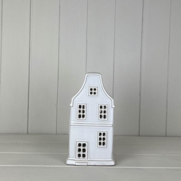 White Ceramic House Ornament with LED