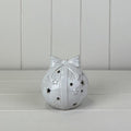 Glazed Ceramic Baulbe with Bow Ornament with Textured Detail and LED
