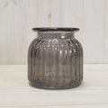 Smoky Grey Ribbed Vase