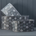 Set of Three Oval Bee Zinc Planters
