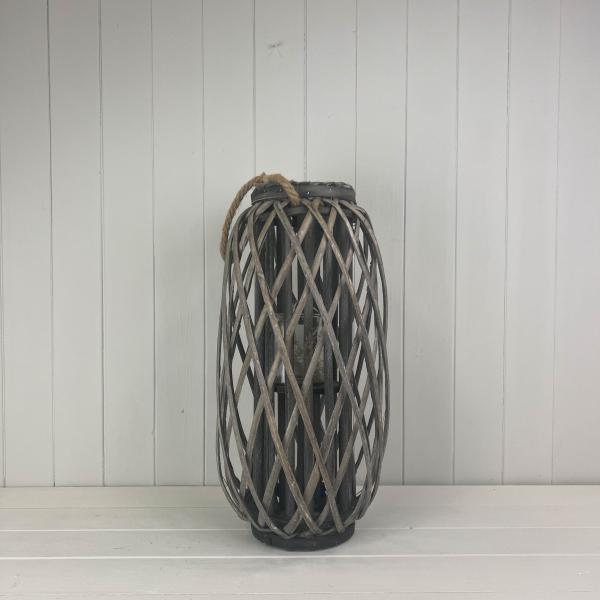 Grey Wicker Lantern