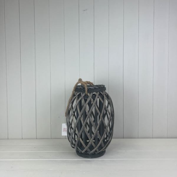 Grey Wicker Lantern