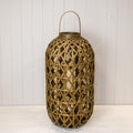Large Oval Bamboo Lantern with Glass Insert