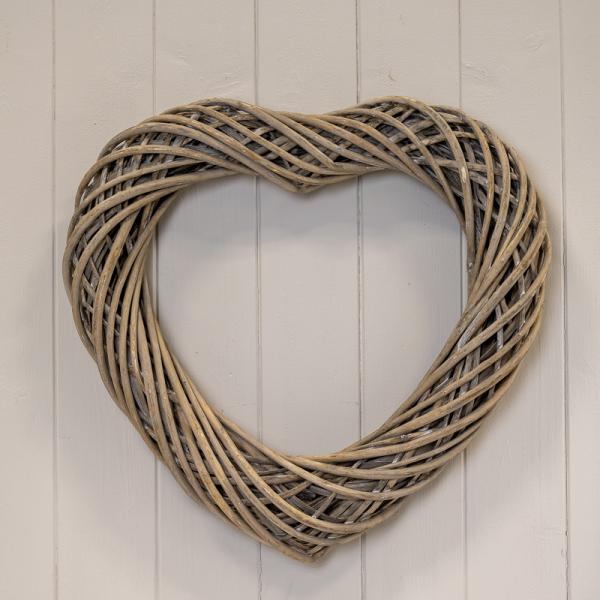 Grey Heart Thick Willow Wreath