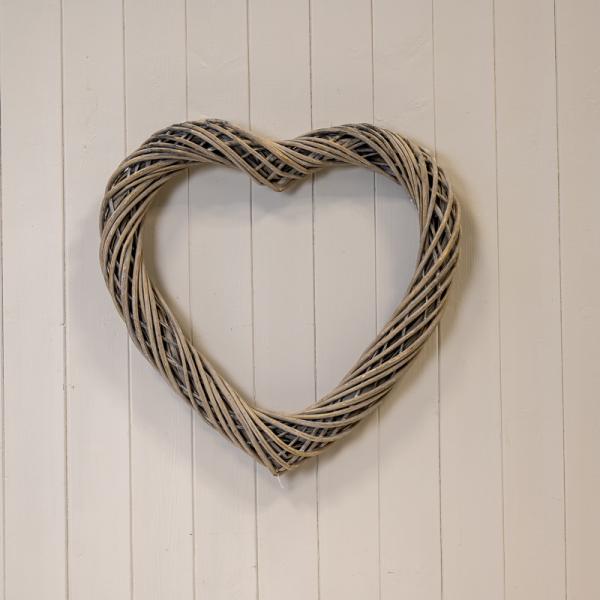 Grey Heart Thick Willow Wreath