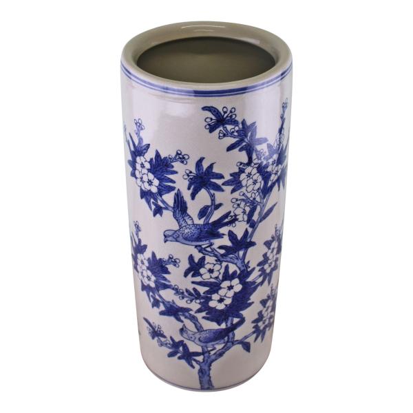 Umbrella Stand Vintage Blue & White Bird Design