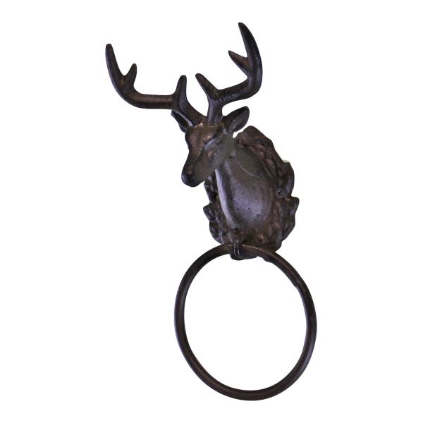 Stag Head Cast Iron Rustic Towel Ring