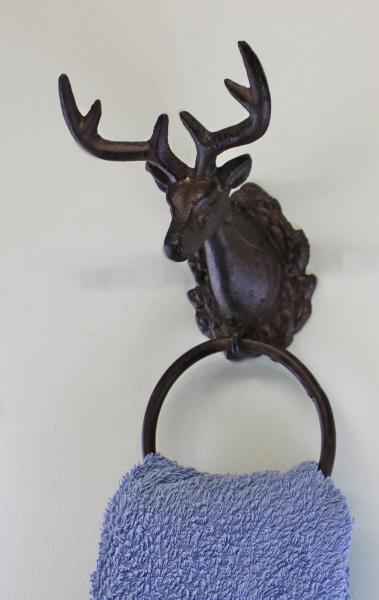 Stag Head Cast Iron Rustic Towel Ring