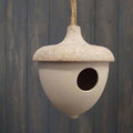 Earthy Oatmeal Chaff/Natural Bamboo Hanging Acorn Birdhouse