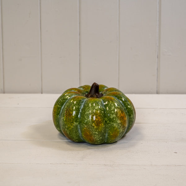 Large Green Ceramic Vintage Style Pumpkin
