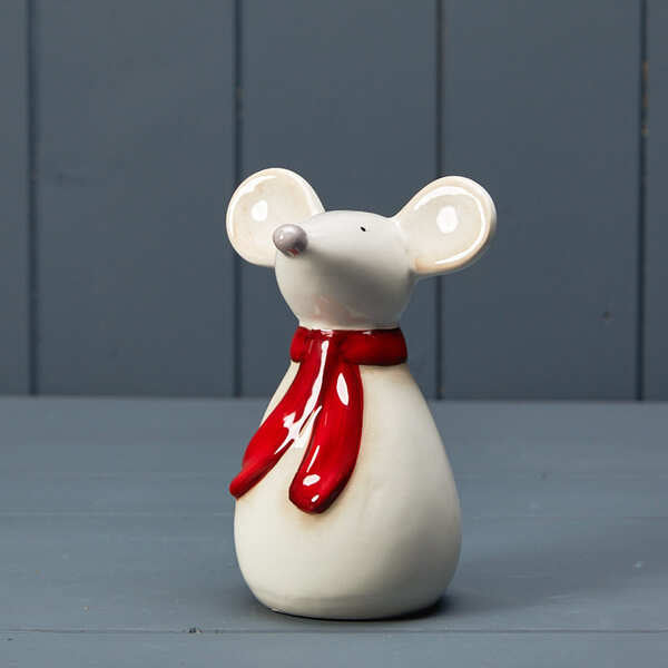 Ceramic mouse with red scarf