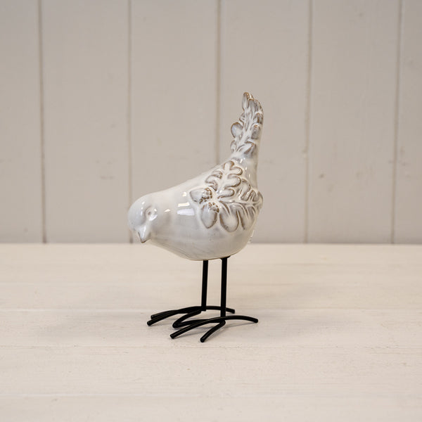 Glazed Ceramic Bird Ornament with Texture Detail - 196g
