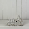 Glazed Ceramic Train Ornament with Textured Detail and LED