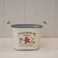 Small Cream 'Gingerbread Bakery' Oval Planter