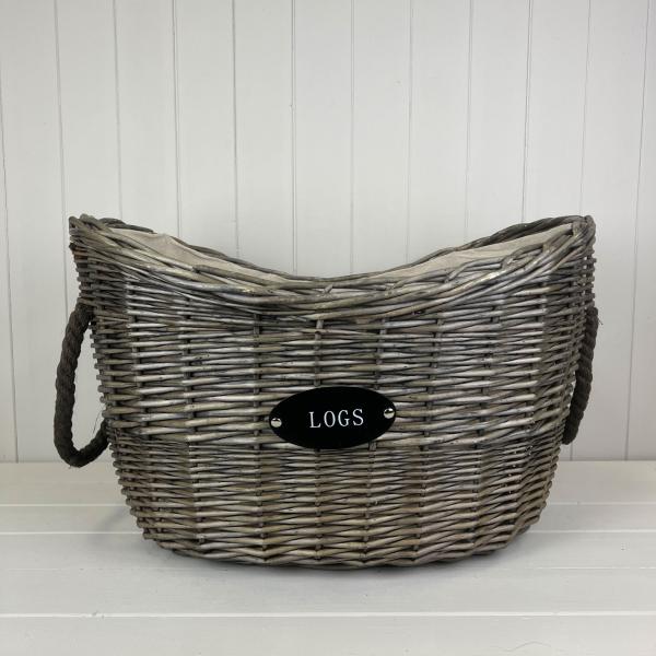 Oval Tapered Log Basket with Two Hessian Ears