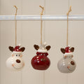 Box of 3 Ceramic Reindeer Baubles