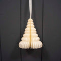 Hanging Handmade Antique White Tree Paper Decoration - Box of 6