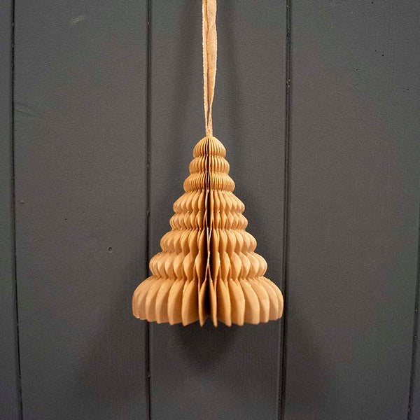 Hanging Handmade Gold Tree Paper Decoration - Box of 6