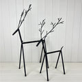 Black Metal Set of Two Reindeer Decorations Boxed