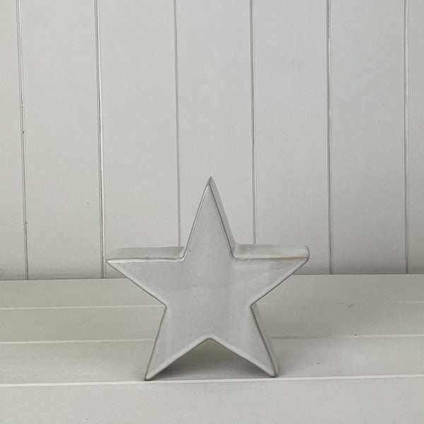 Glazed Ceramic Star Ornament with Textured Detail