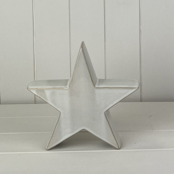 Glazed Ceramic Star Ornament with Textured Detail