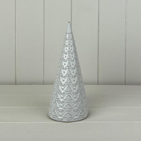 Glazed Ceramic Tree Ornament with Textured Detail