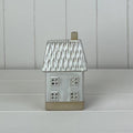 Glazed Ceramic House Ornament with Textured Detail and LED