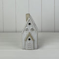 Glazed Ceramic House Ornament with Textured Detail and LED