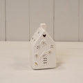 Glazed Ceramic House with LED Ornament with Textured Detail