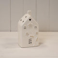 Glazed Ceramic House with LED Ornament with Textured Detail
