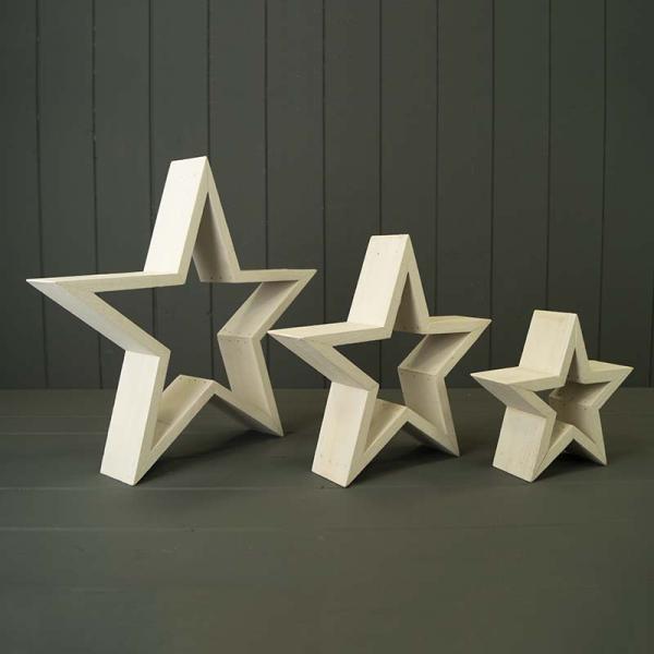 Set of Three Wooden Stars