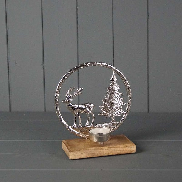 Metal Reindeer Scene Tealight